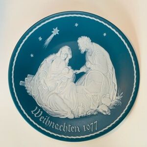 Vintage Mettlach Villeroy& Boch Teal Weihnachten 1977 Christmas Plate #1818